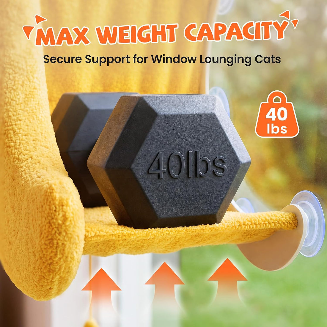 Cat Window Perch Moon Shape, Large Window Cat Bed Washable