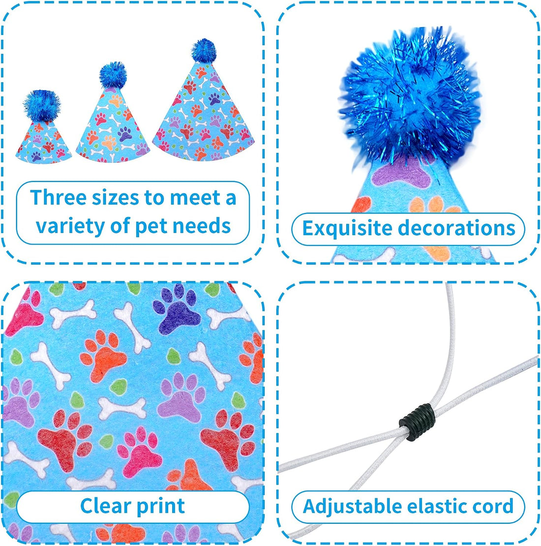 JpGdn 6pcs/Pack Dog Birthday Hat Party Hats Supplies for Small Medium