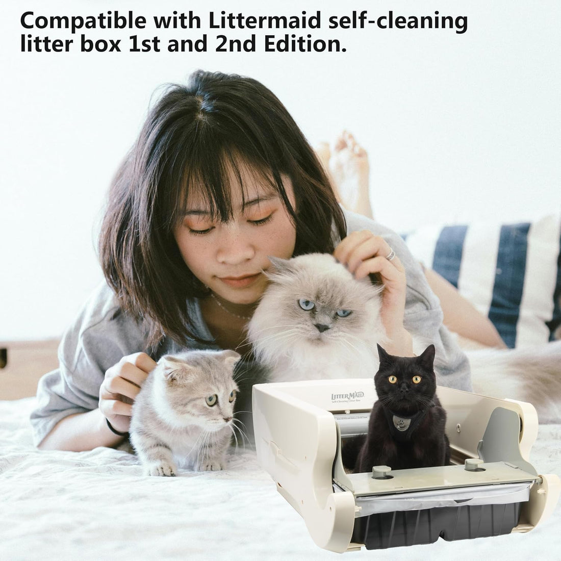 LUVCOSY 1 Permanent Waste Receptacles with 40 PCS Litter Box Liner