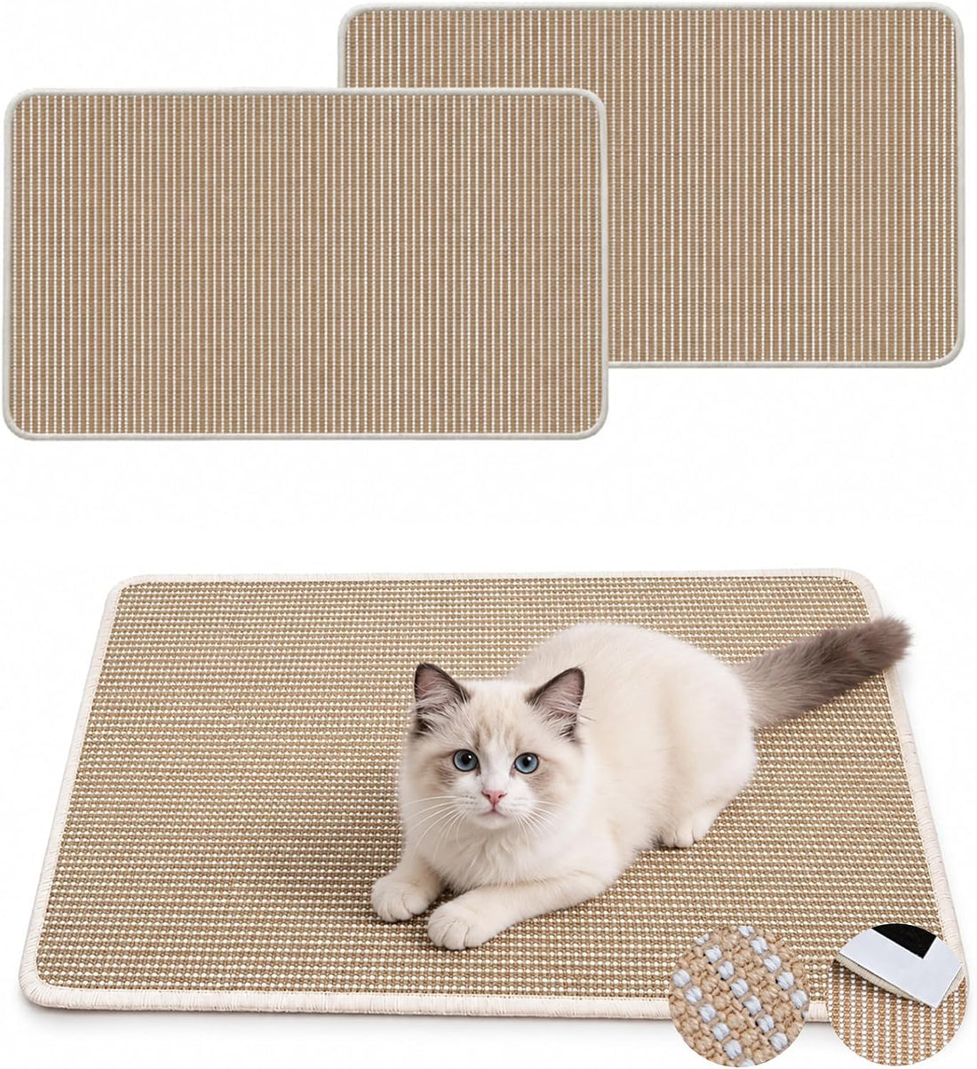 Cat Scratcher Mat, 23.6"x15.7" Natural Sisal Cat Scratch Pad