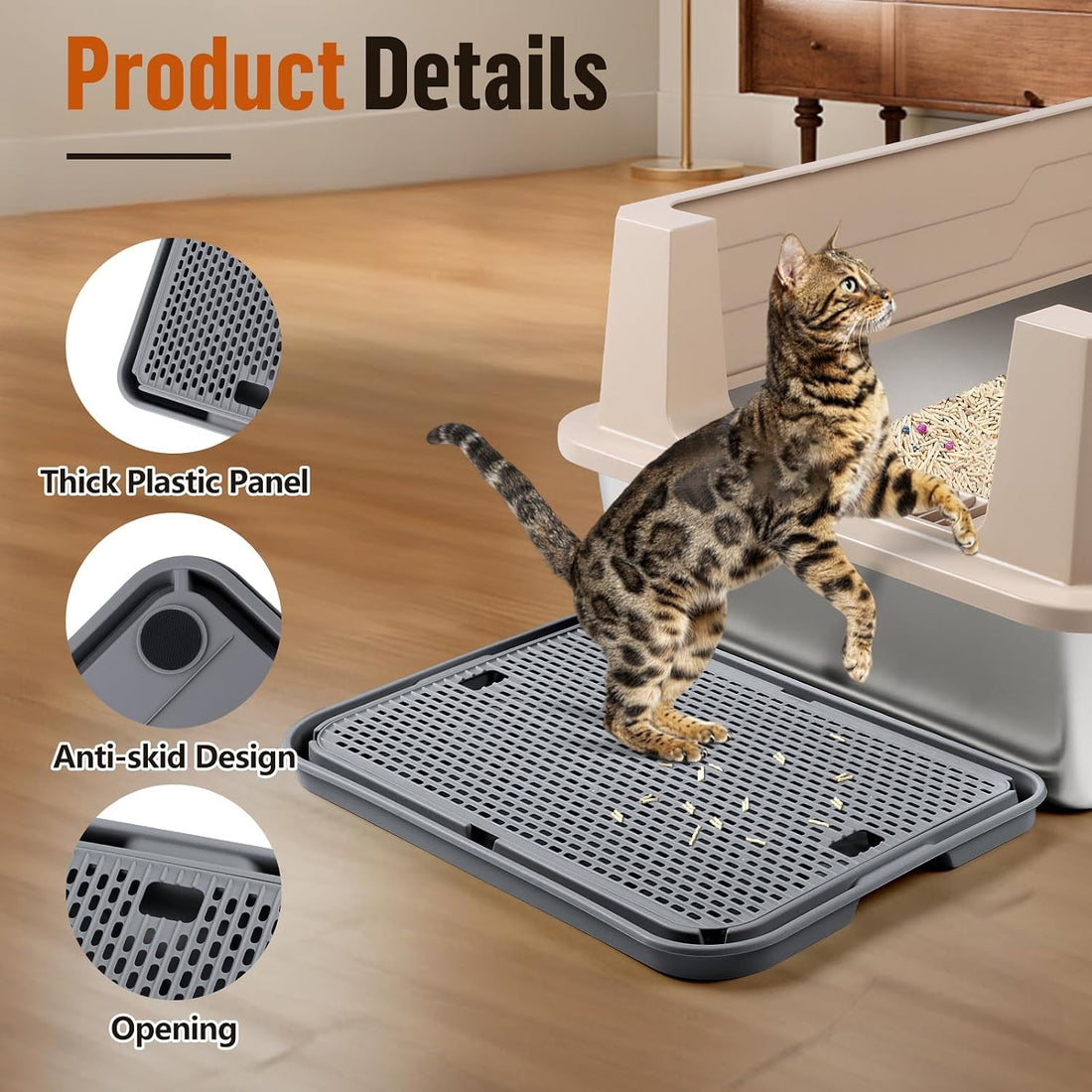 Cat Litter Box Step, Large Cat Litter Ramp with Filter Function