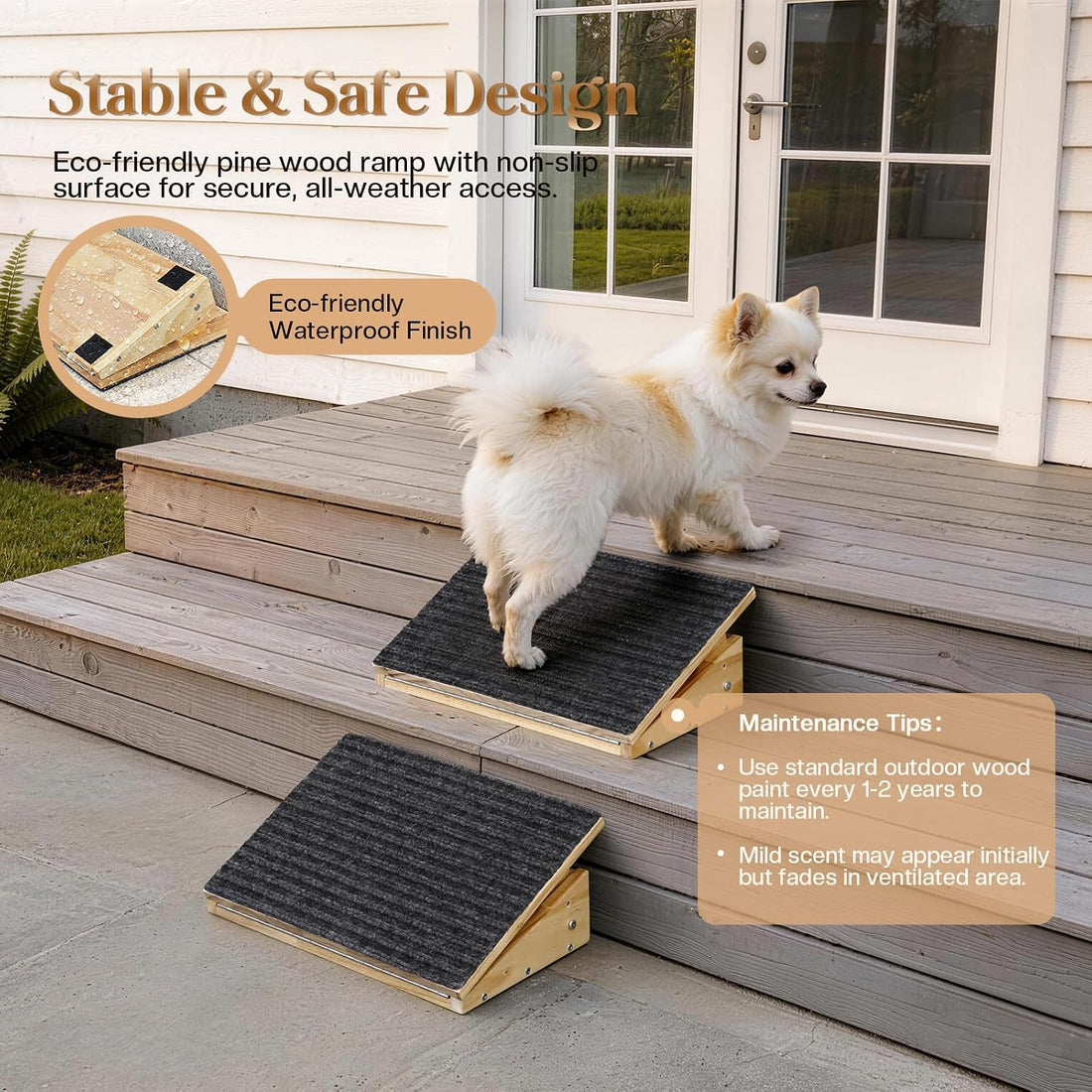 Adjustable Dog Ramp for Stairs with 3 Heights