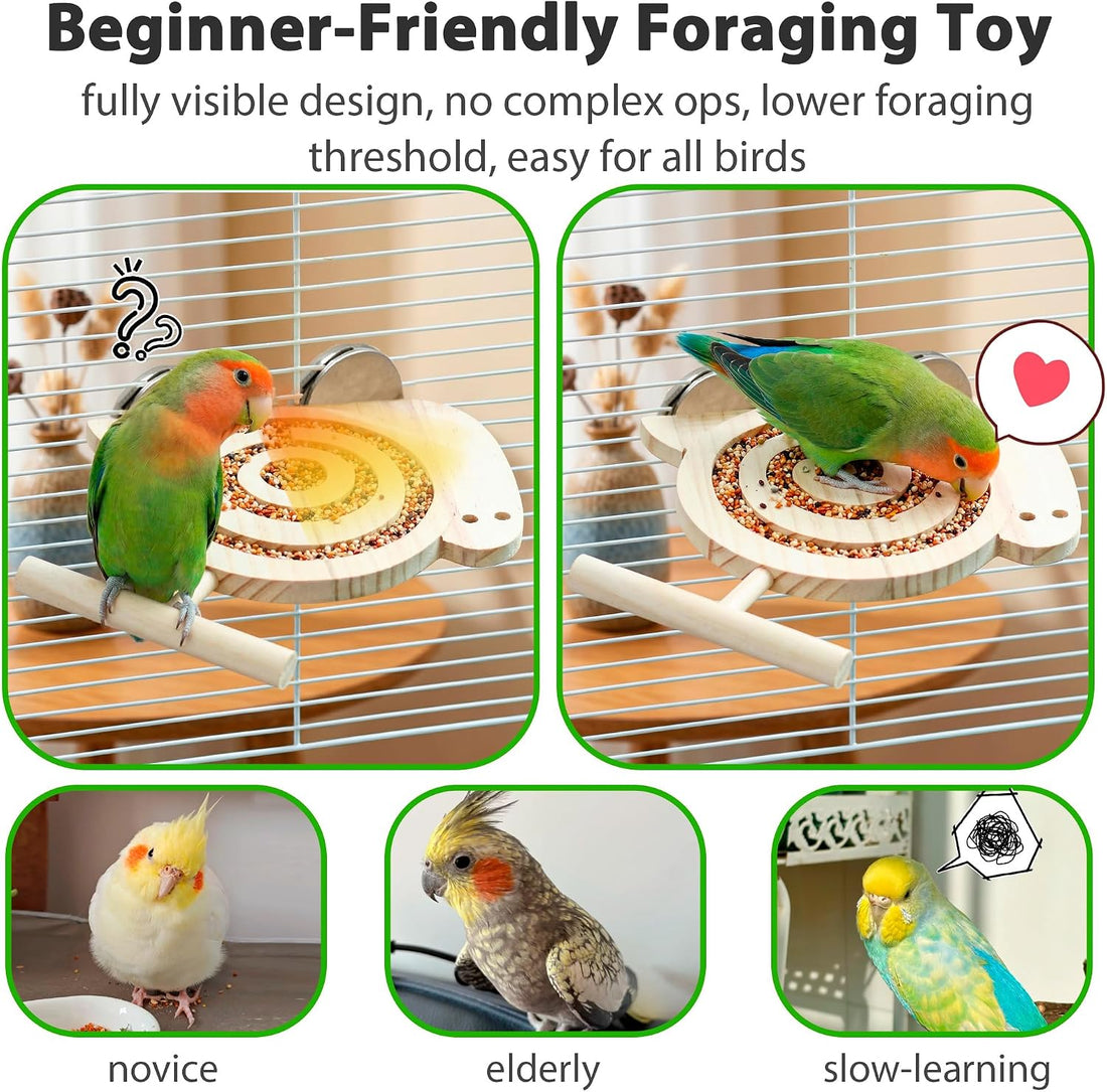 Bird Foraging Toys with Perch, for Novice/Older/Slow-Learning Birds