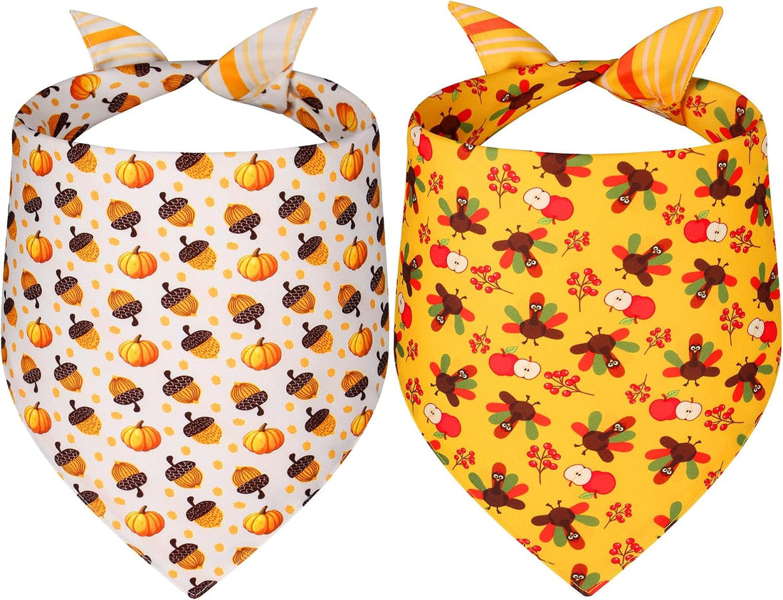 Halloween Dog Bandanas Large 2PCS, Plaid Scarfs for Boy and Girl
