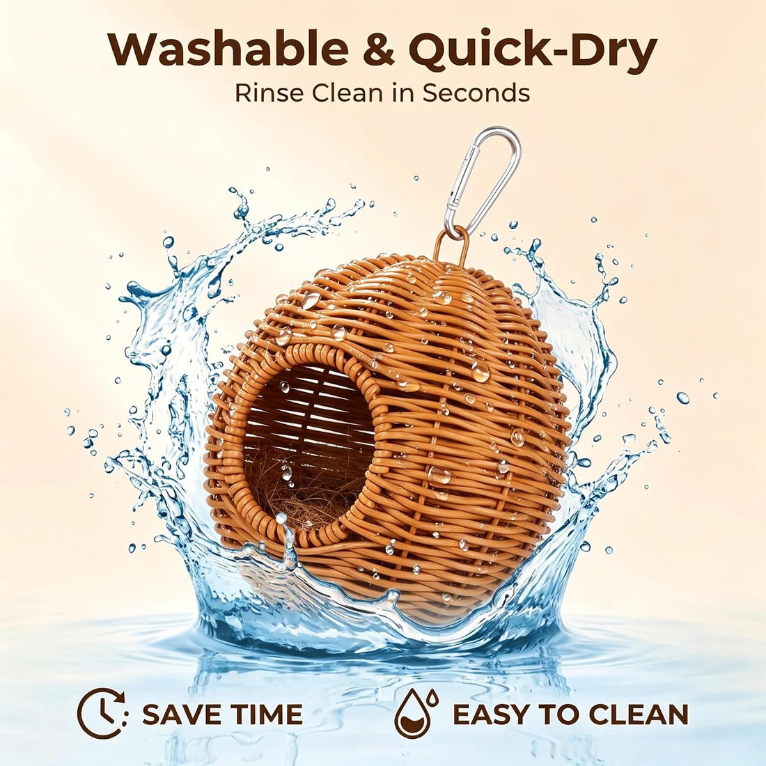 Bird Nest for Cage, Hanging Rattan Parakeet Nest,Washable Breathable