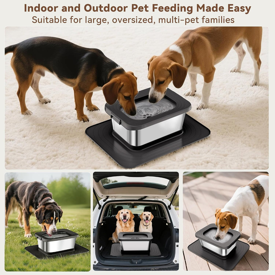 10L No Spill Dog Water Bowl Stainless Steel for Messy Drinkers