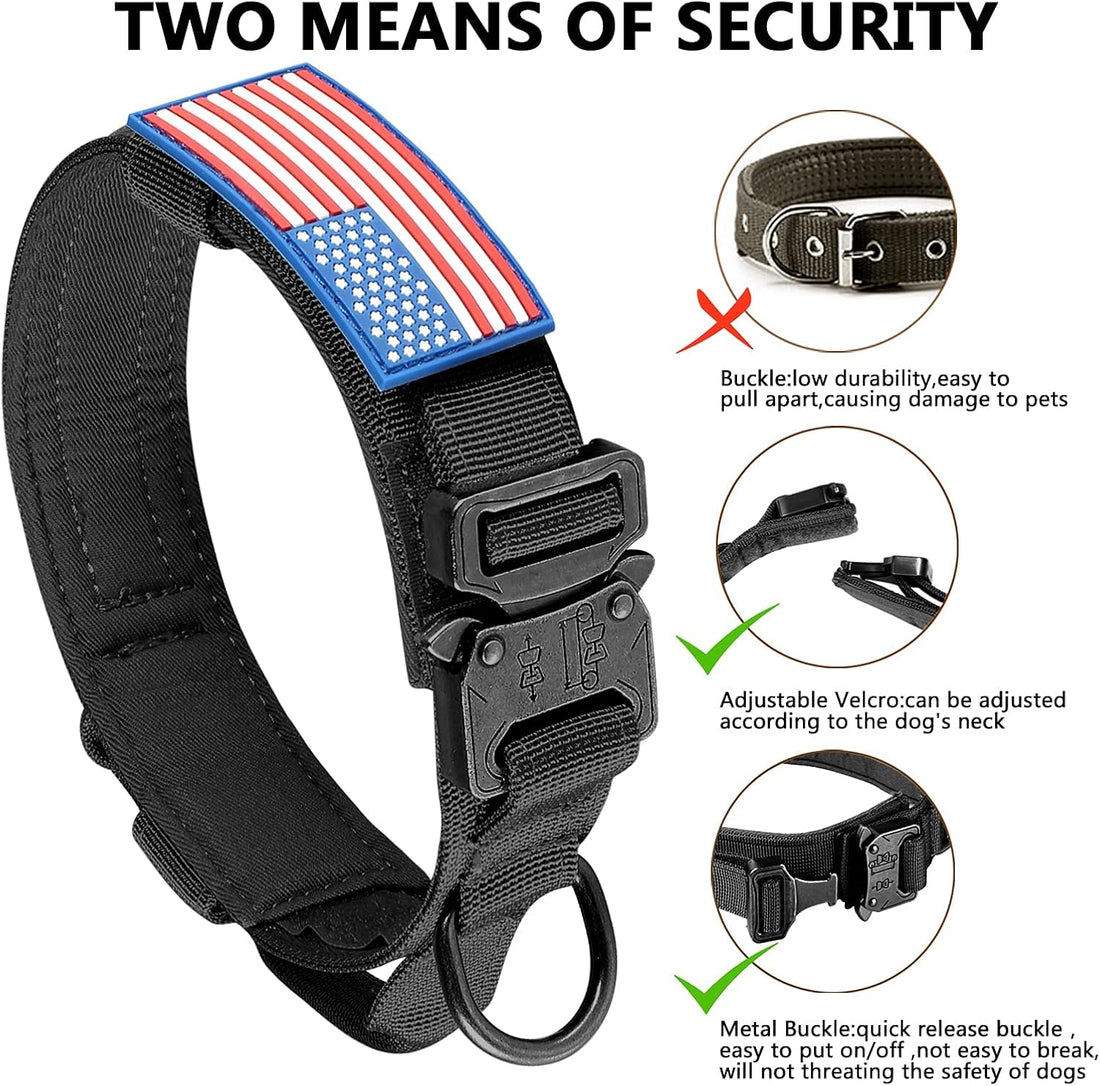 DAGANXI Tactical Dog Collar, Adjustable Military Training Nylon Dog