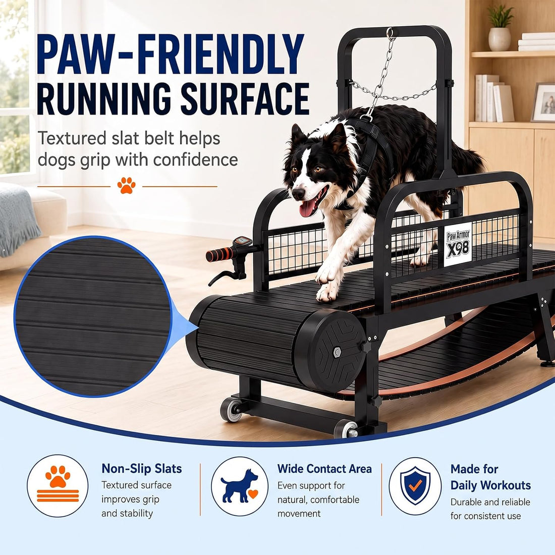 Curved Dog Treadmill with Silicone Slats and Disc Brakes