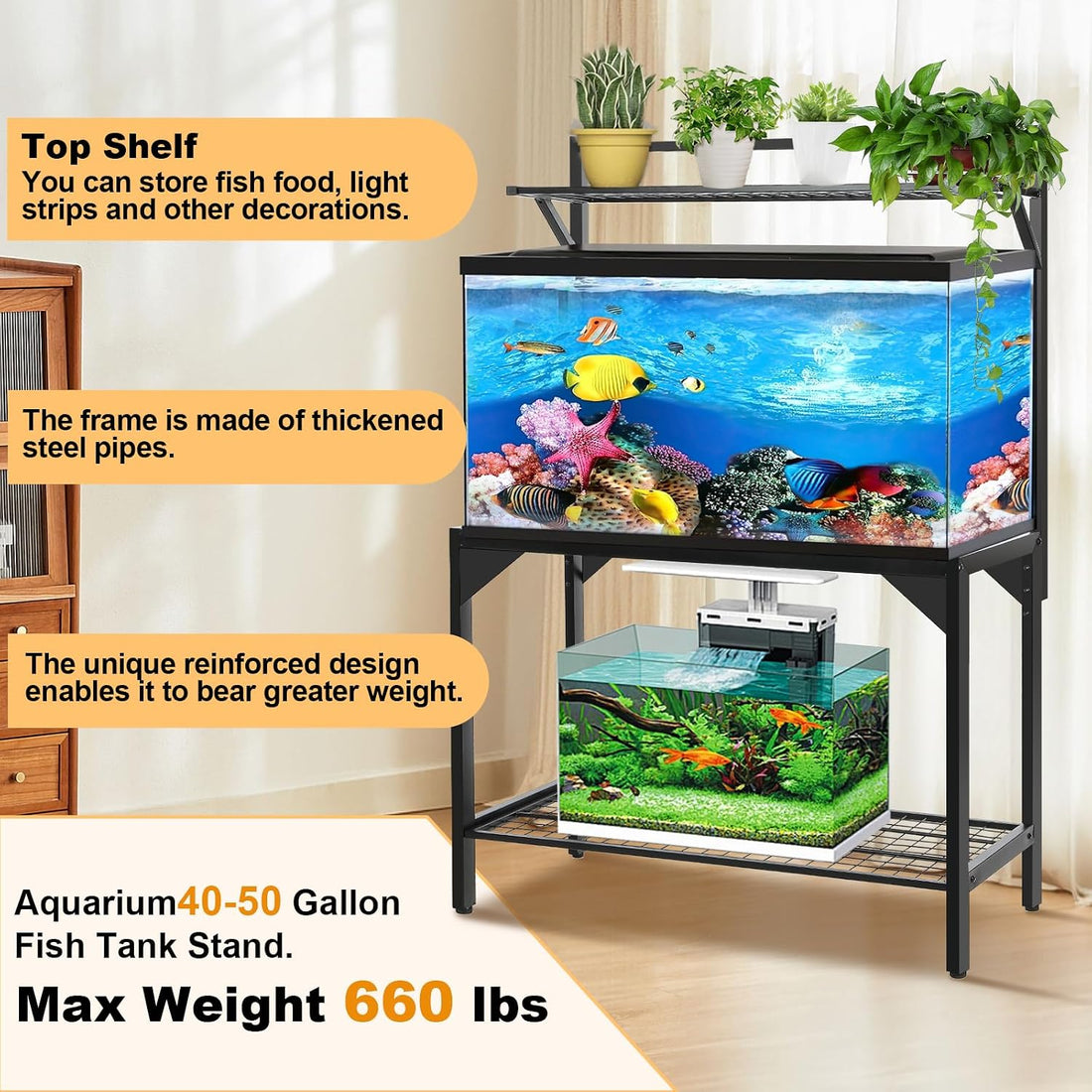 40 Gallon Fish Tank Stand – Aquarium Stand with Power Outlets