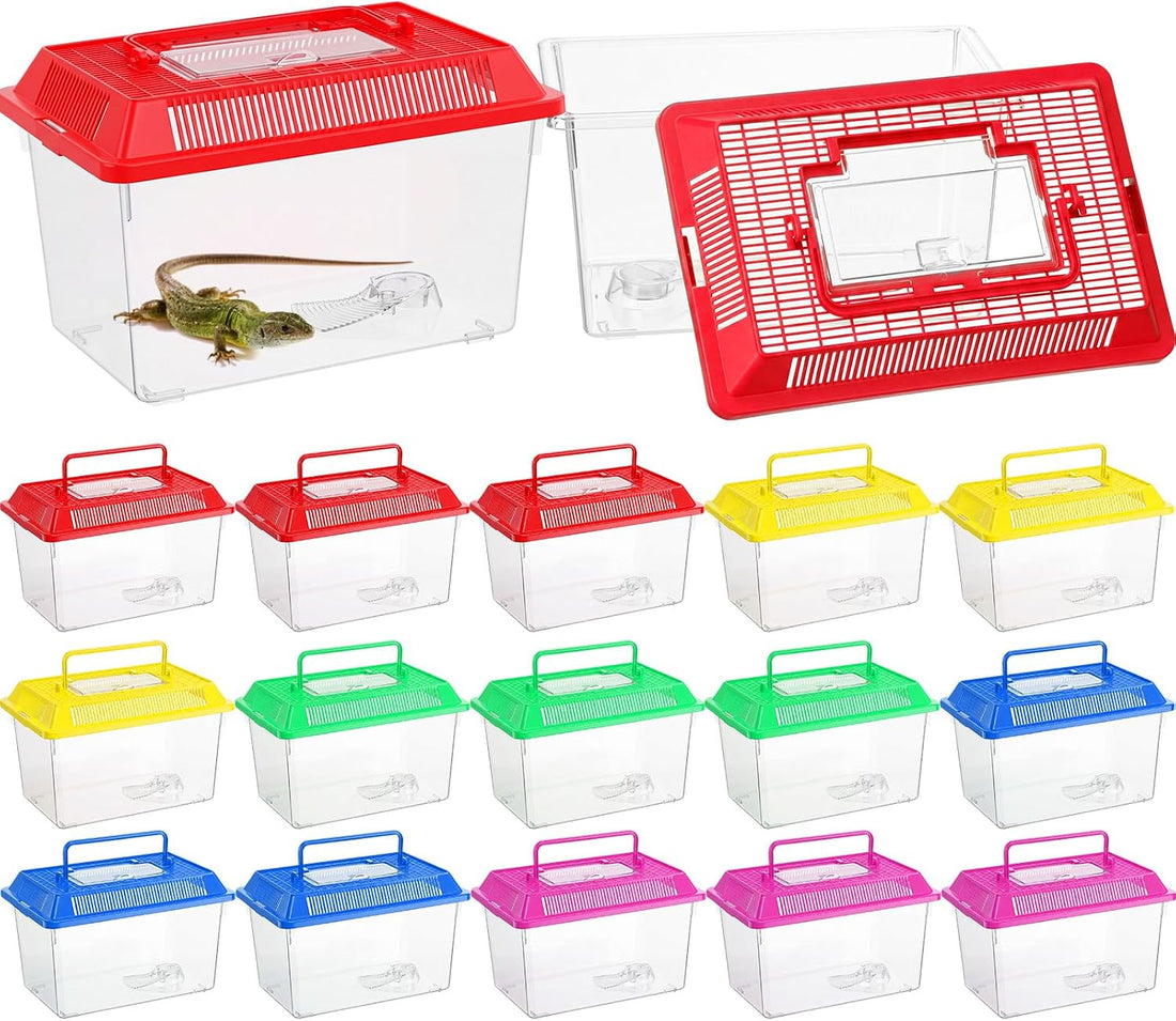 LemonRoad 25 Pcs Plastic Reptile Terrariums,Classic,5.1x3.5x3.5 Inch