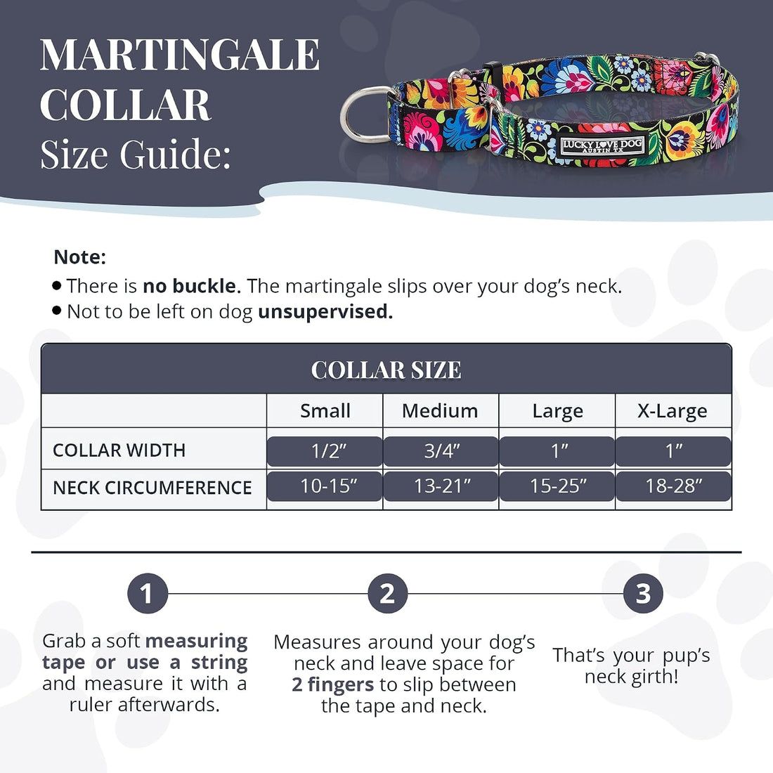 Lucky Love Dog Martingale Collar for Medium Dogs Cute – Blackbird