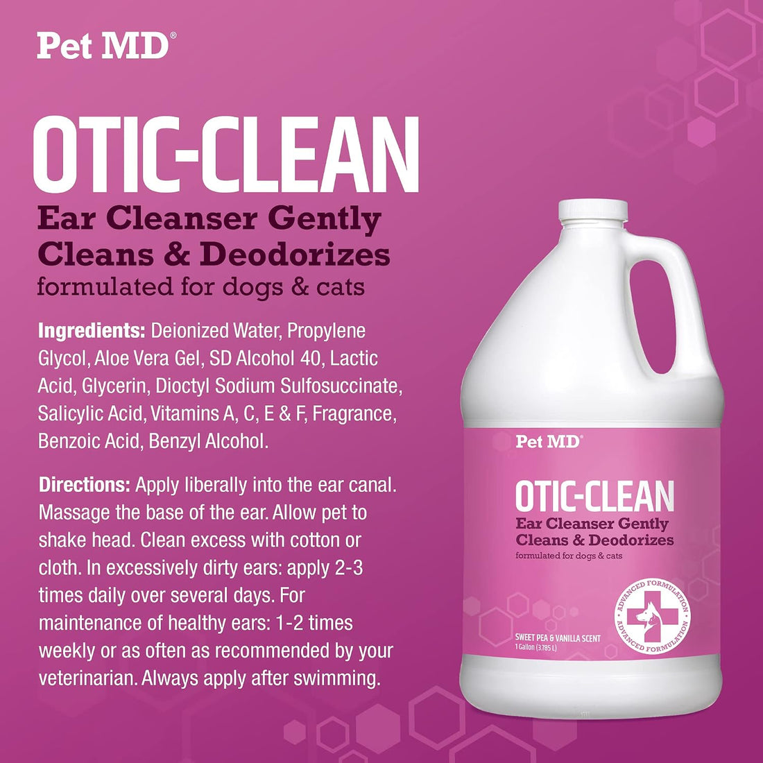 Pet MD Otic Ear Solution for Dogs & Cats - Sweet Pea & Vanilla Scent