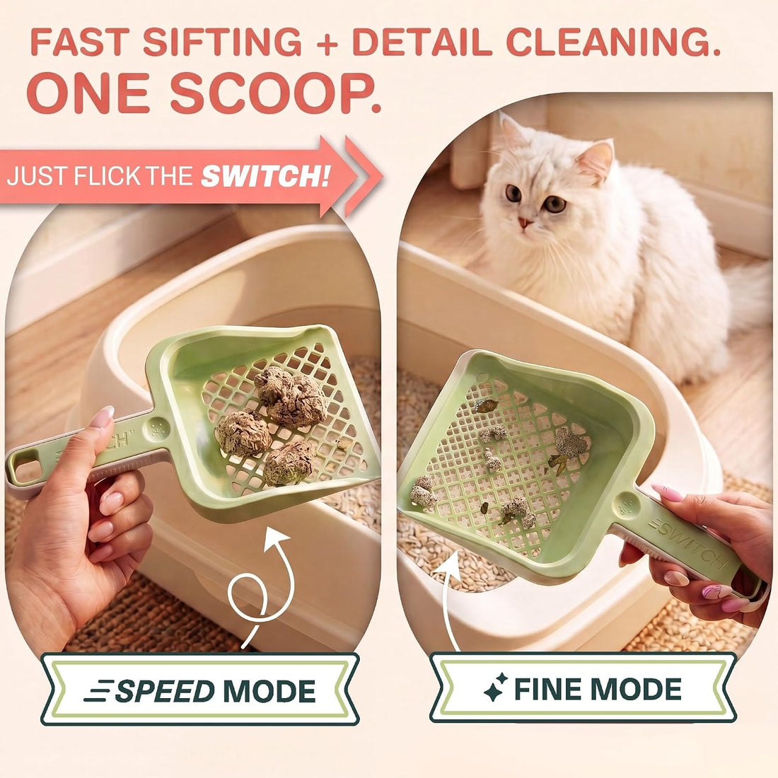 Sprinkle & Sweep Speed Sifter Switch Cat Litter Scooper