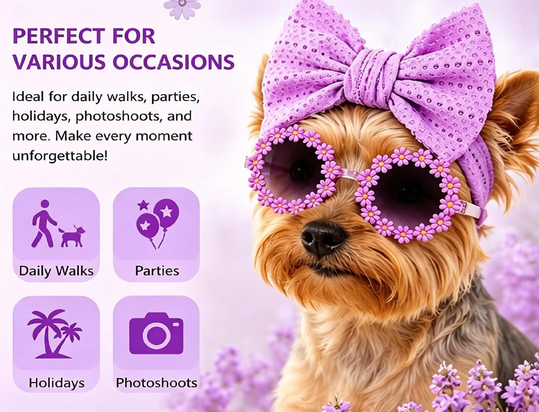 Purple Dog Headband Dog Sunglasses Cute Cat Headband Bow Accessories
