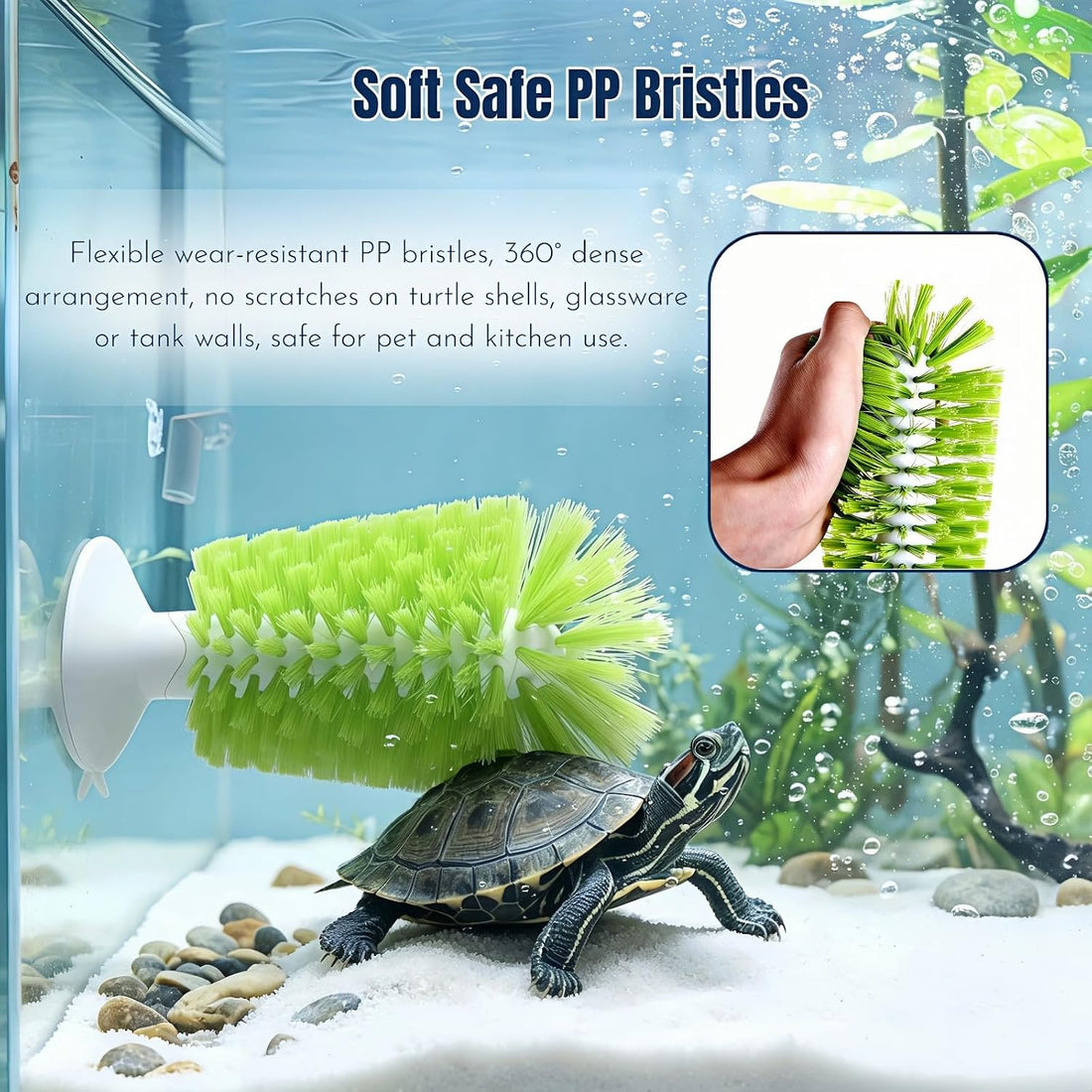 Turtle Shell Cleaning Brush with Suction Cup, 360° PP Bristles