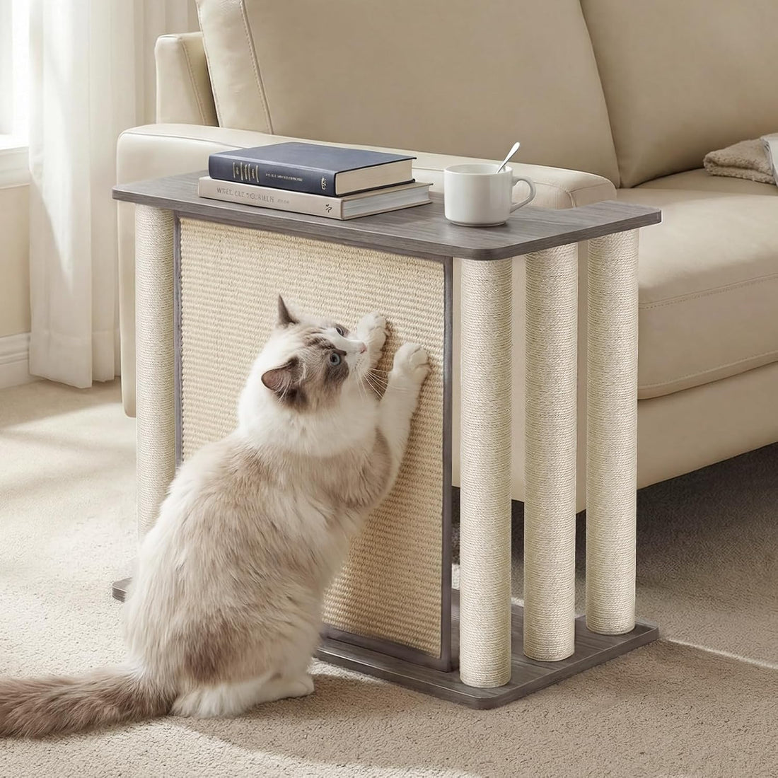 Veehoo Cat Scratcher Side Table for Couch, Sofa Protector End Table