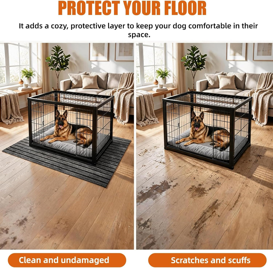 Aethycovi Dog Crate Mat, 47"x32" Striped Design Extra Thick Pet Mats