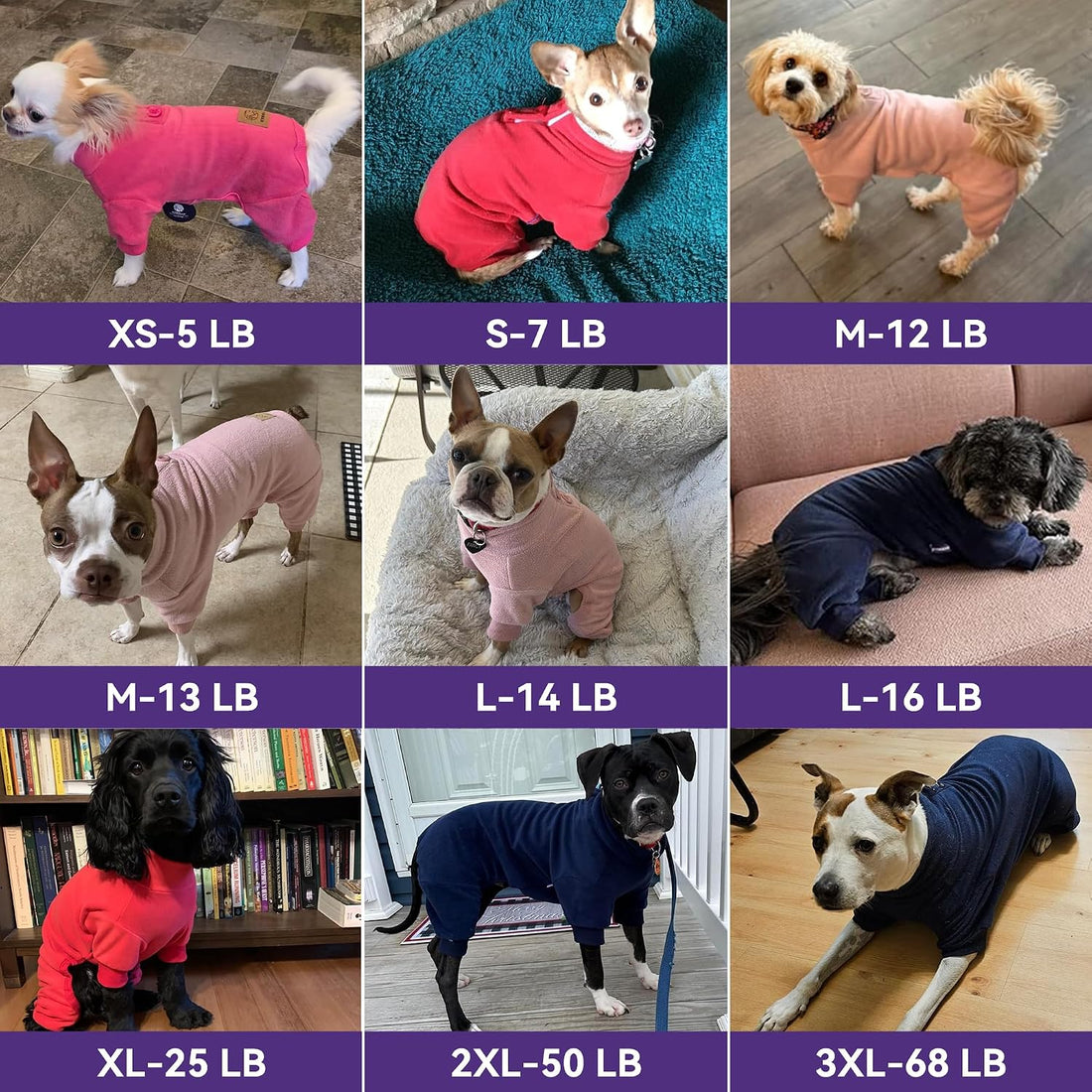 cyeollo Dog Pajamas Medium, Stretchable Fleece Pet Onesie Coat