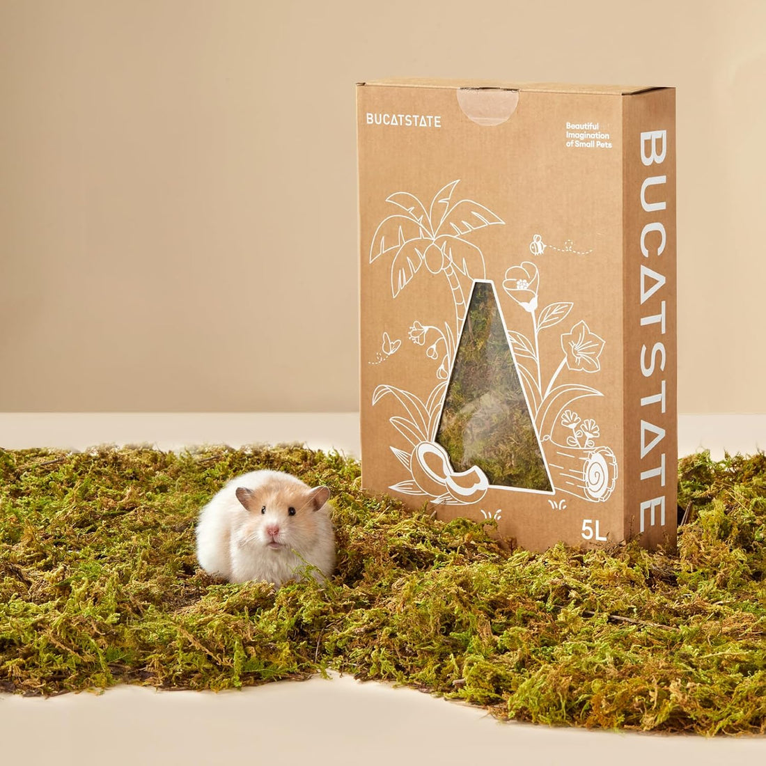 BUCATSTATE 5L Hamster Bedding, Natural Forest Moss Odor Control