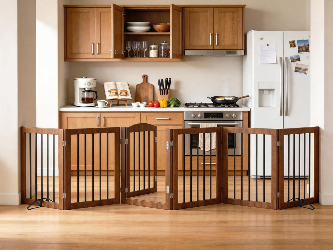 Vantas 96" x 30", No-Assembly Wooden Dog Gate with Door