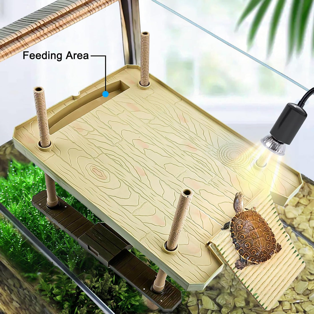 Large Turtle Floating Basking Platform with Feeding Area