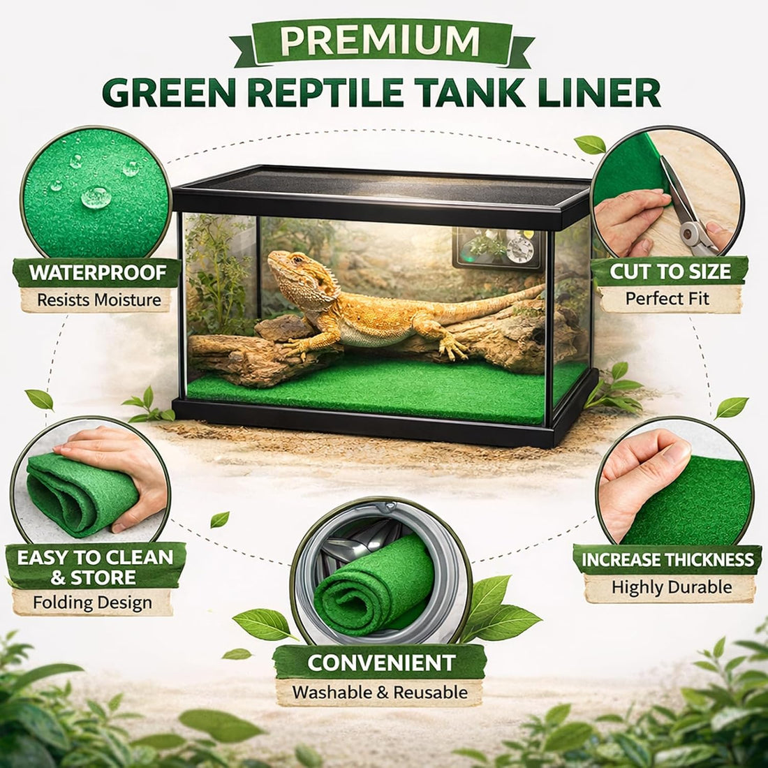 Mechpia 47" x 24" Large Reptile Carpet Terrarium Liner Bedding