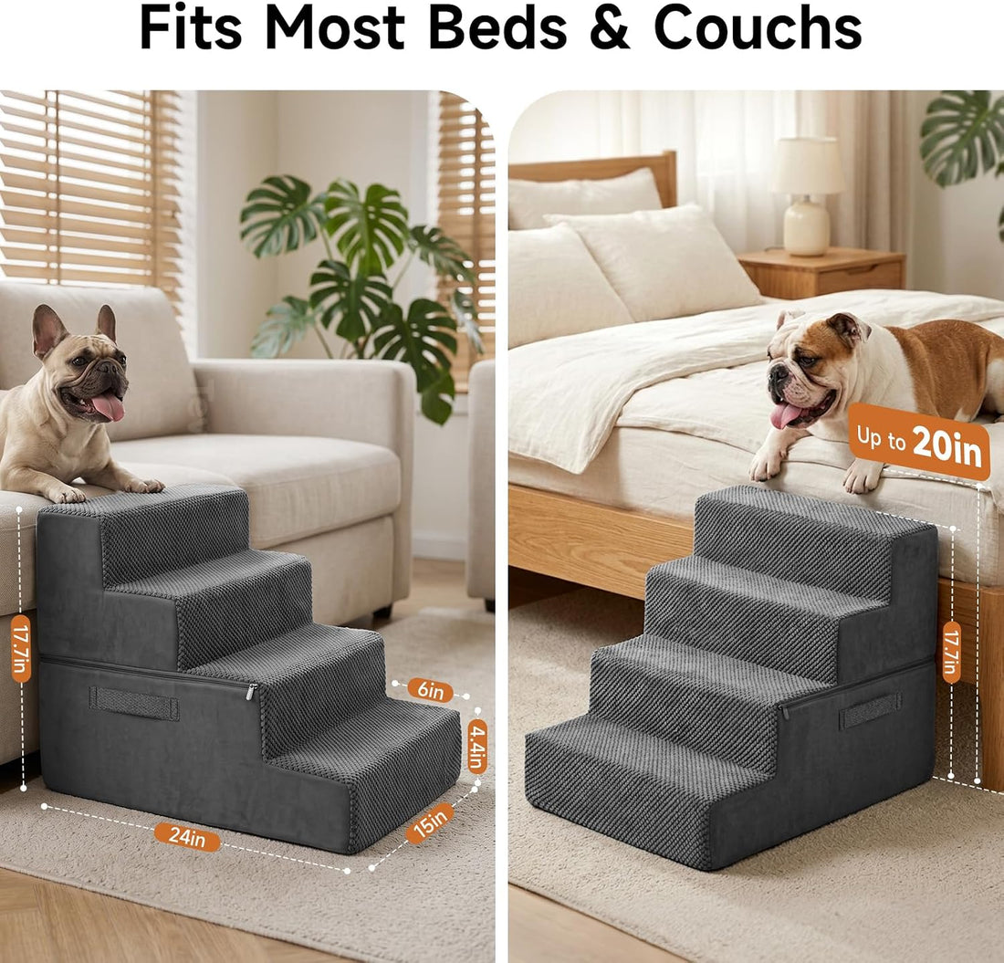 Foldable Dog Stairs for Small Dogs,Pet Steps for Bed & Couch,4-Step