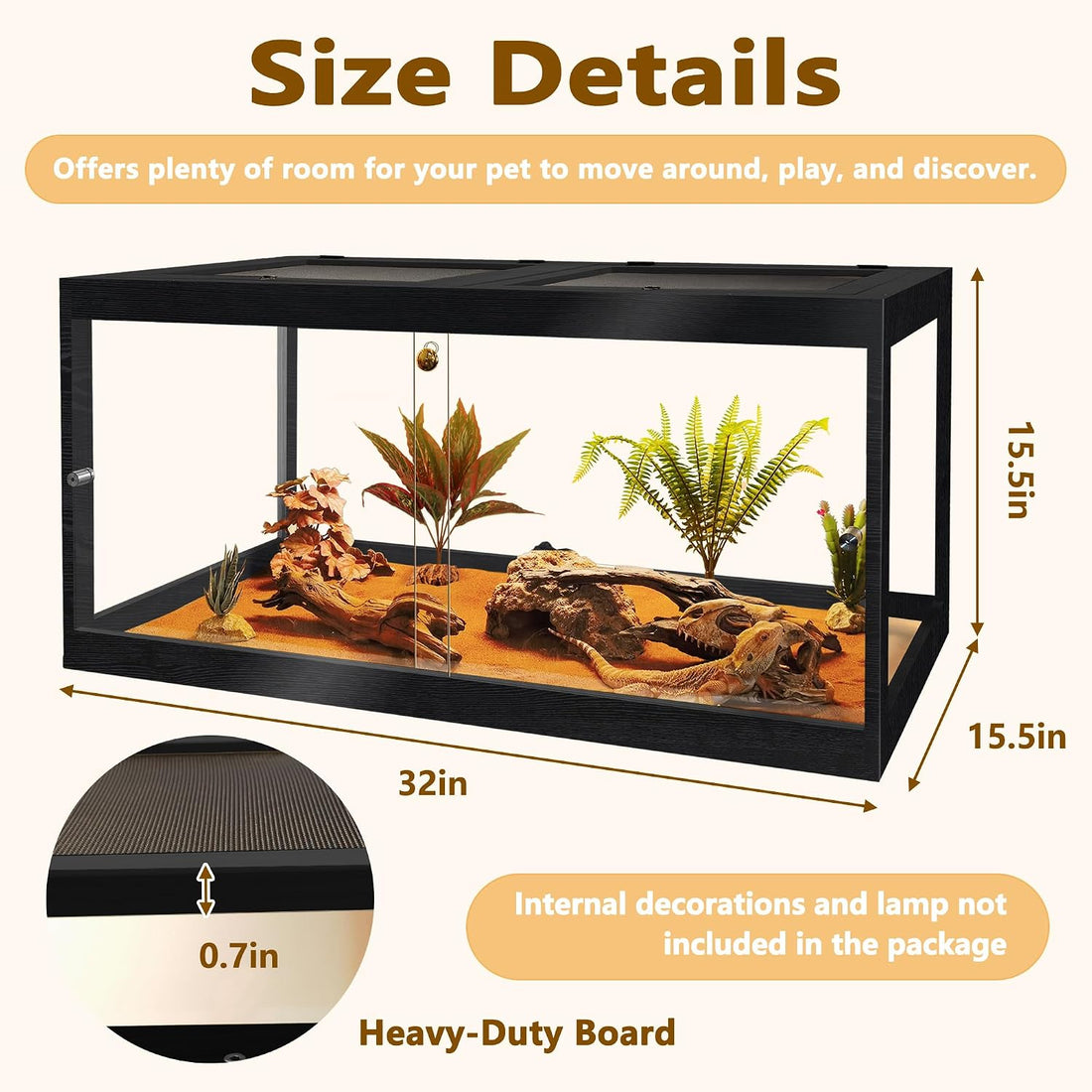 PROLEE Retile Tank,Bearded Dragon Tank,Lizard Tank with Metal Mesh