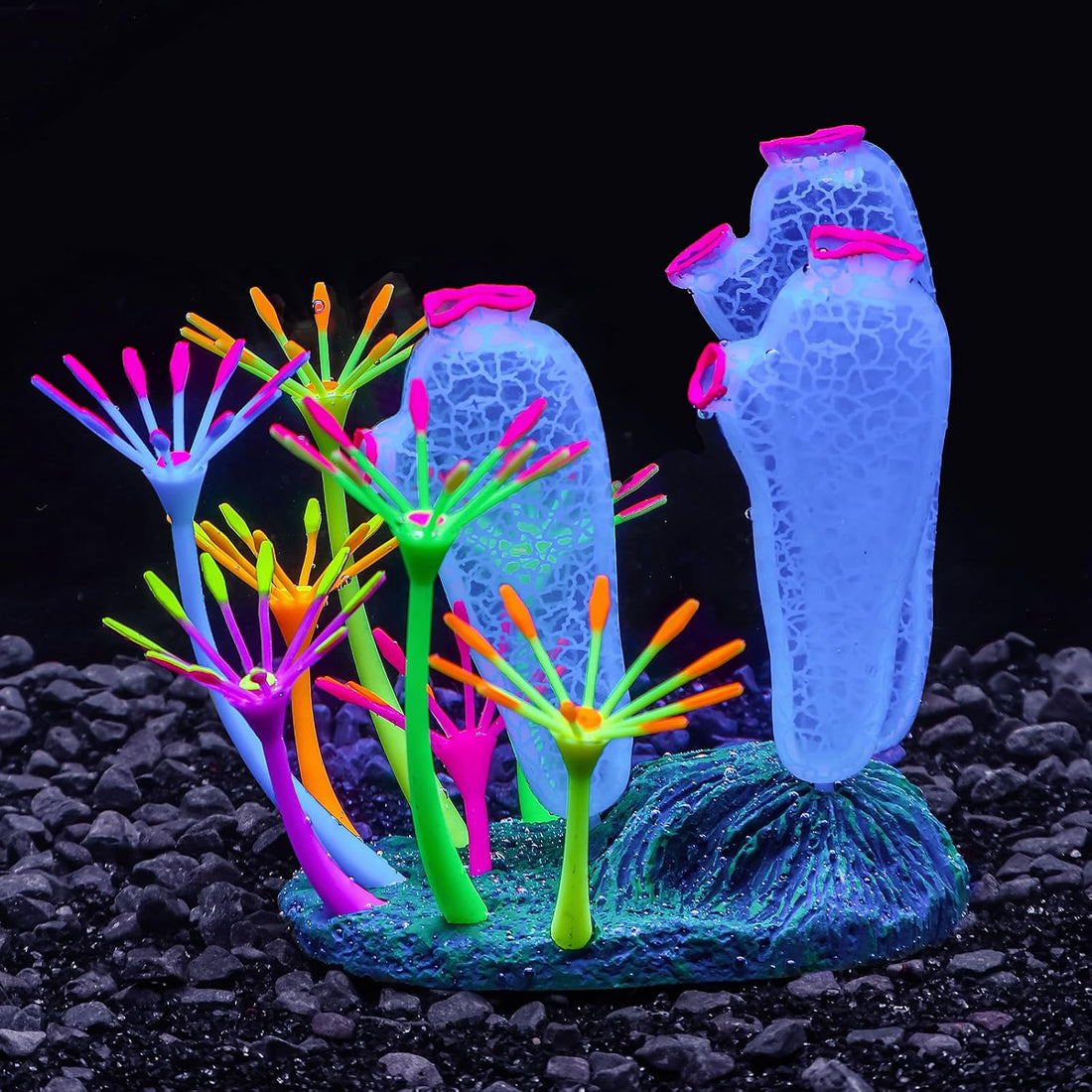 Glow-in-the-Dark Silicone Coral Aquarium Decor Blue