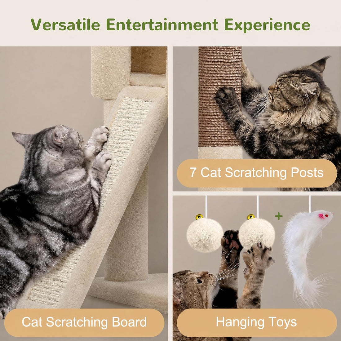 Globlazer S74G 74in Tall Cat Tree for Indoor Cats Large Adult