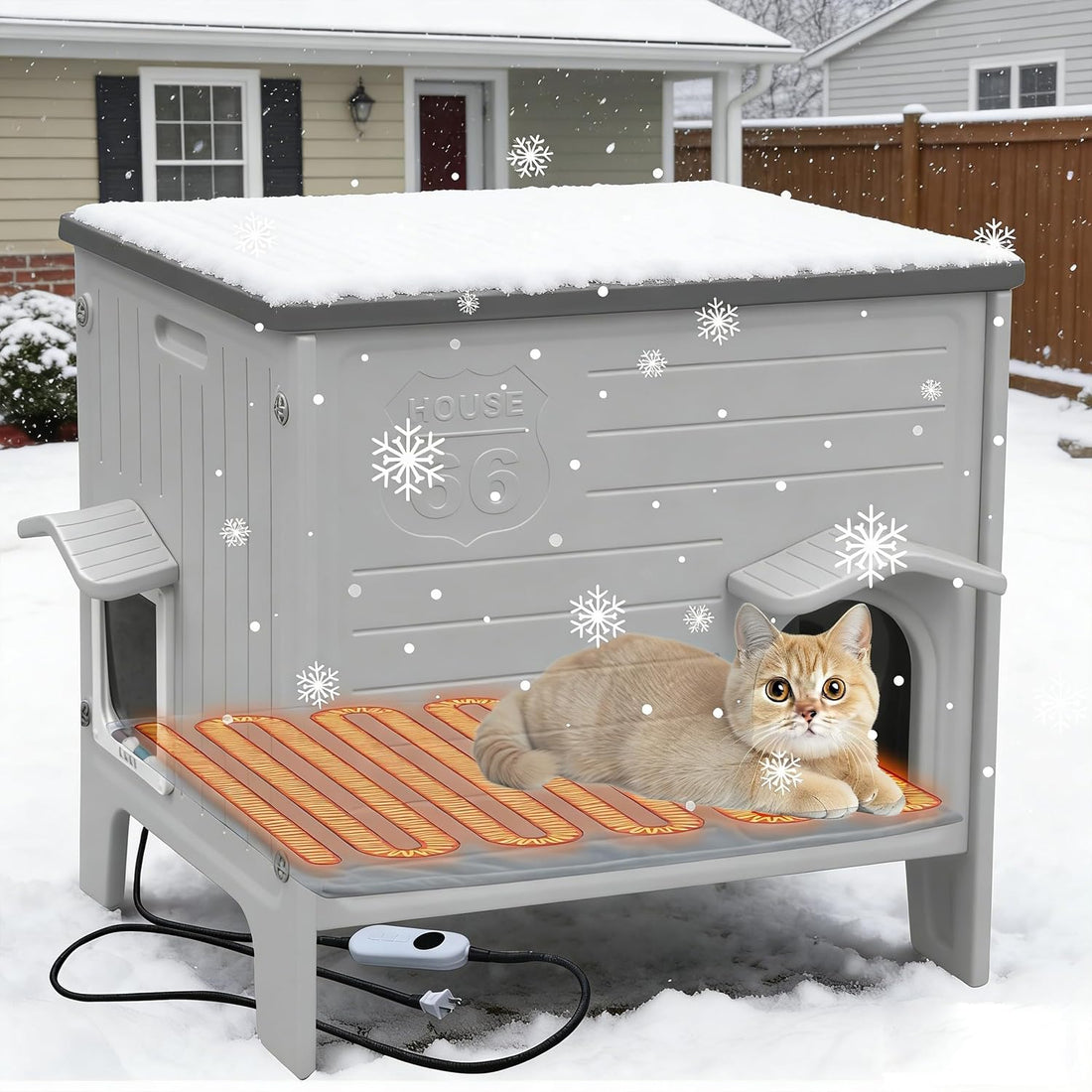 Insulated Cat House Outdoor Weatherproof Plastic Cats Houses