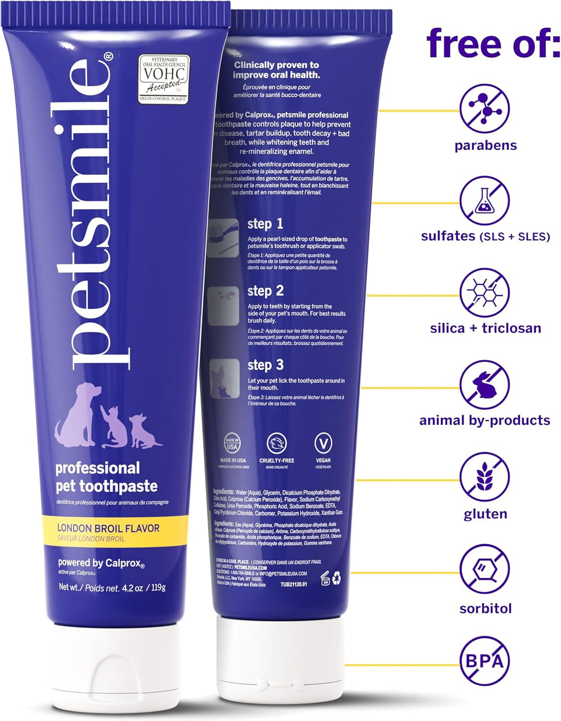 Petsmile VOHC Accepted Pet Toothpaste, London Broil 4.2 Oz