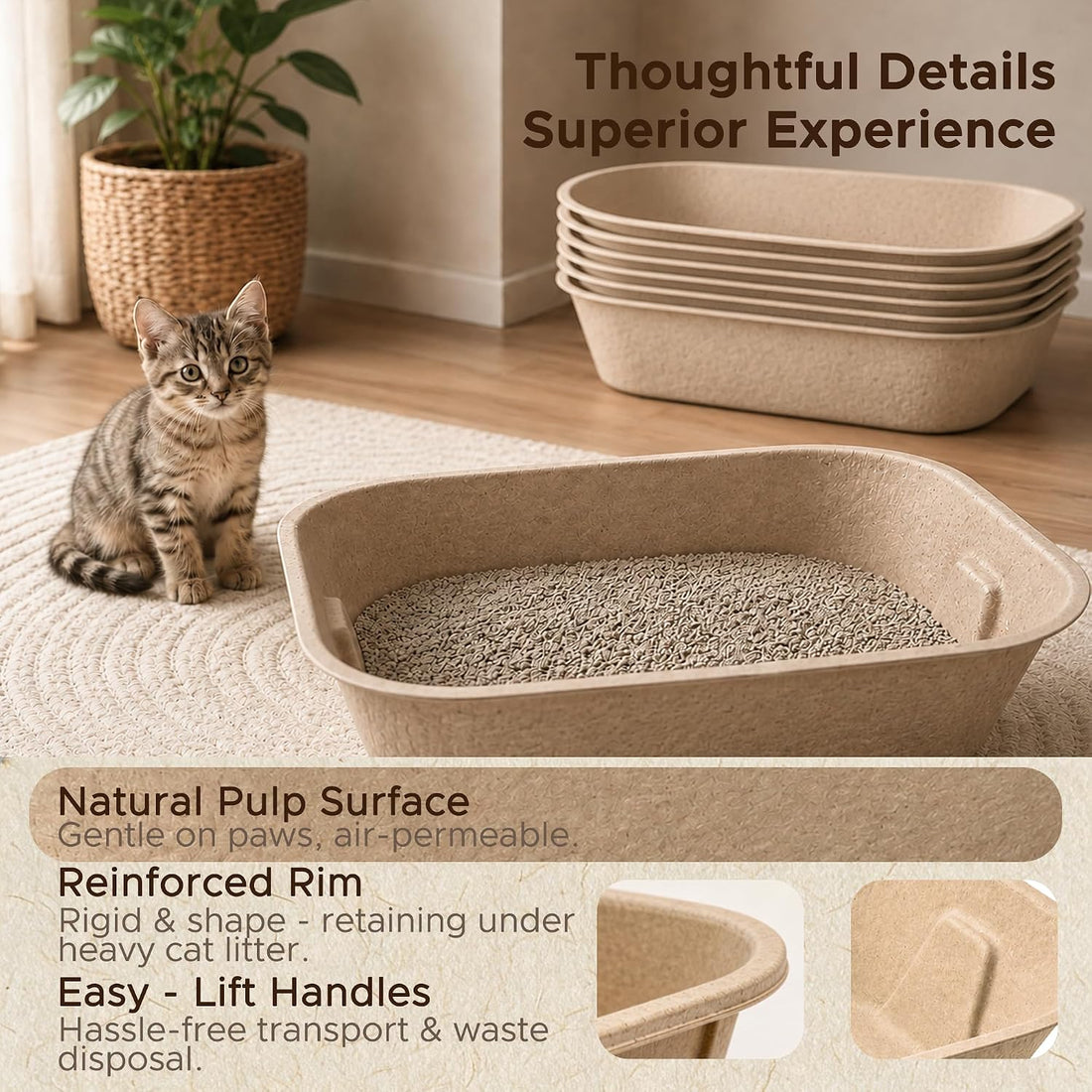 3-Pack Disposable Litter Box for Kittens