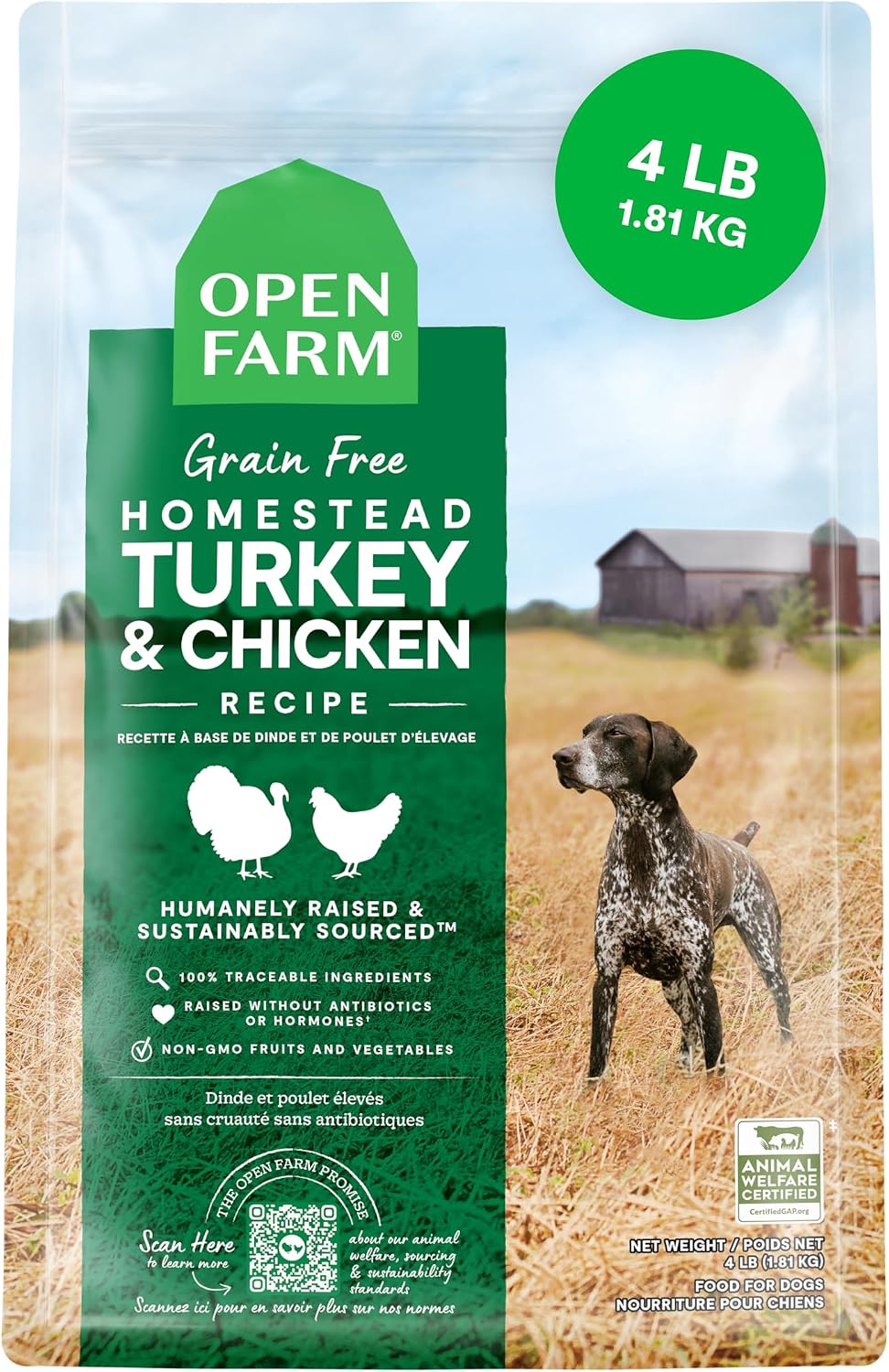 Open Farm Grain Free Dry Dog Food, Grass-Fed Beef Kibble, 22lb Bag