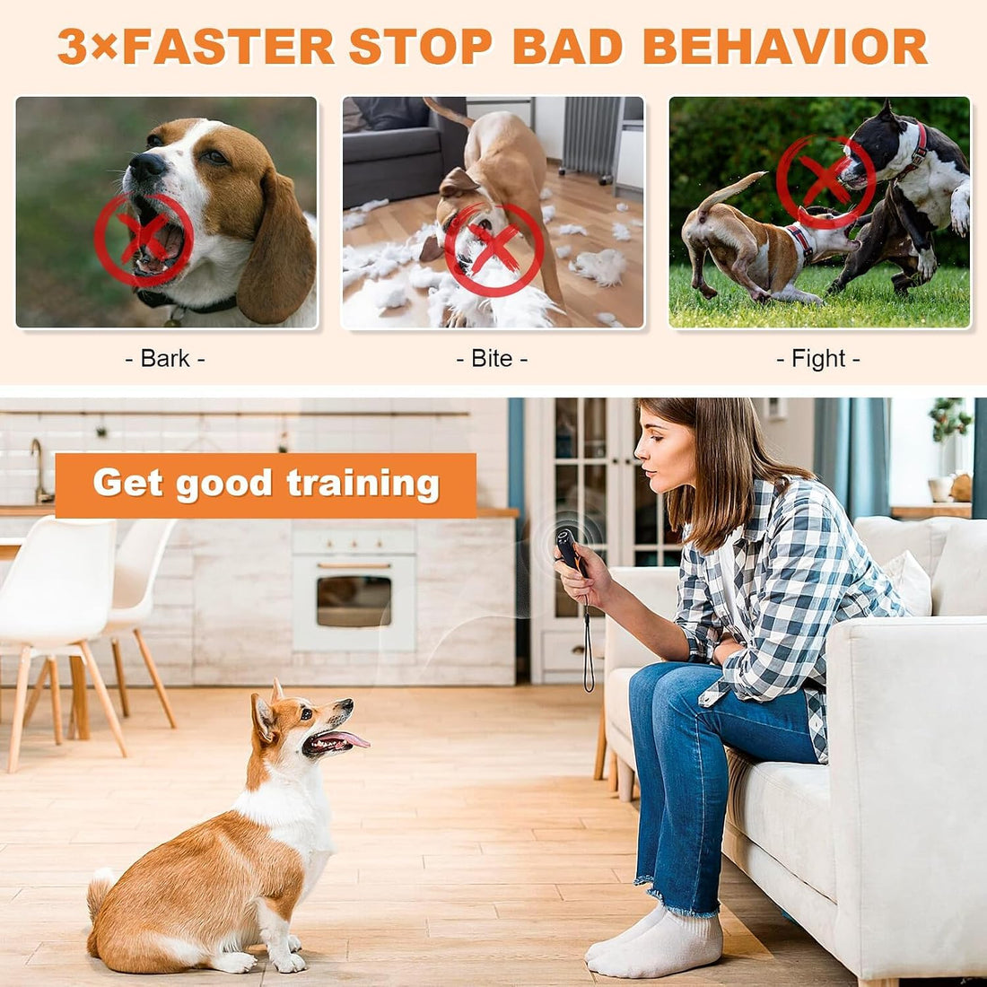 Dog Bark Deterrent Devices, Rechargeable Ultrasonic Anti Barking