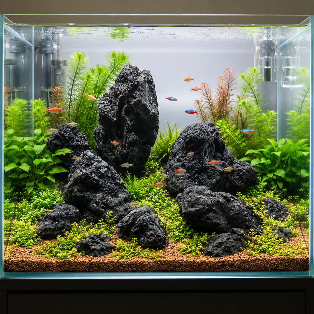 Black Lava Rock Aquarium Stones for Fish Tank,3LB 3-5inches