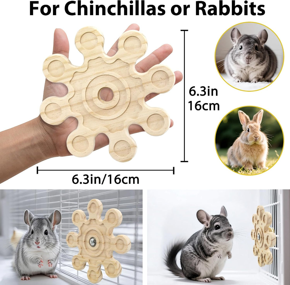 Rotating Chinchilla Chew Toys for Teeth, Kiln-Dried Wood Enrichment