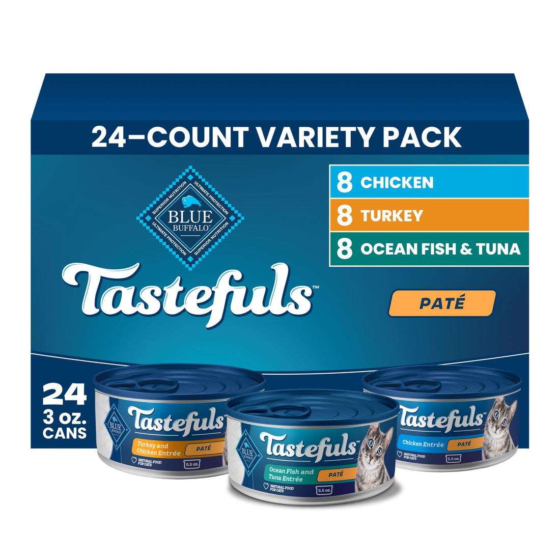 Blue Buffalo Tastefuls Wet Cat Food Paté Variety Pack for Adult Cats