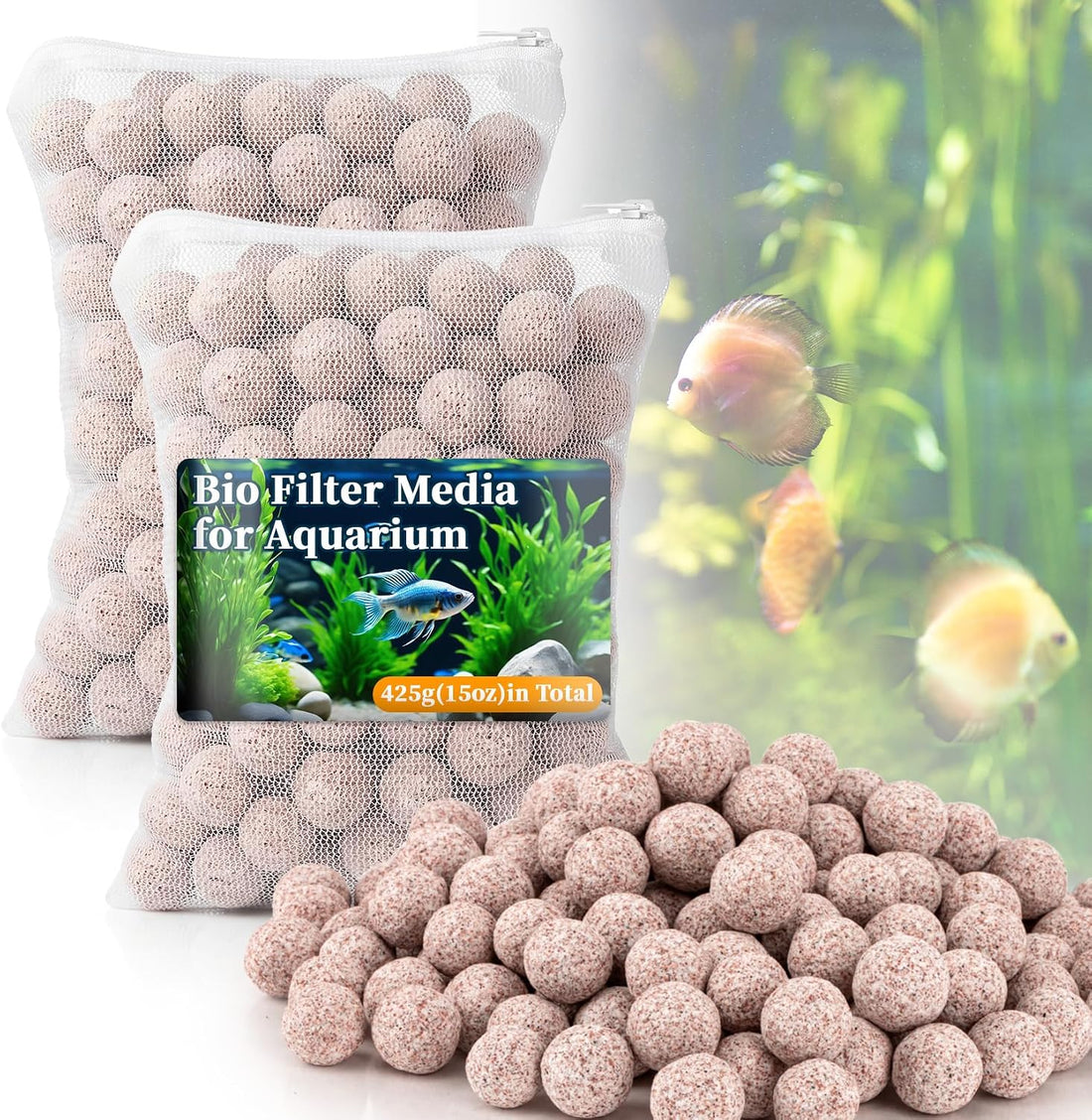 Sukh 15oz Ceramic Bio Balls - Aquarium Fish Tank Filter Media