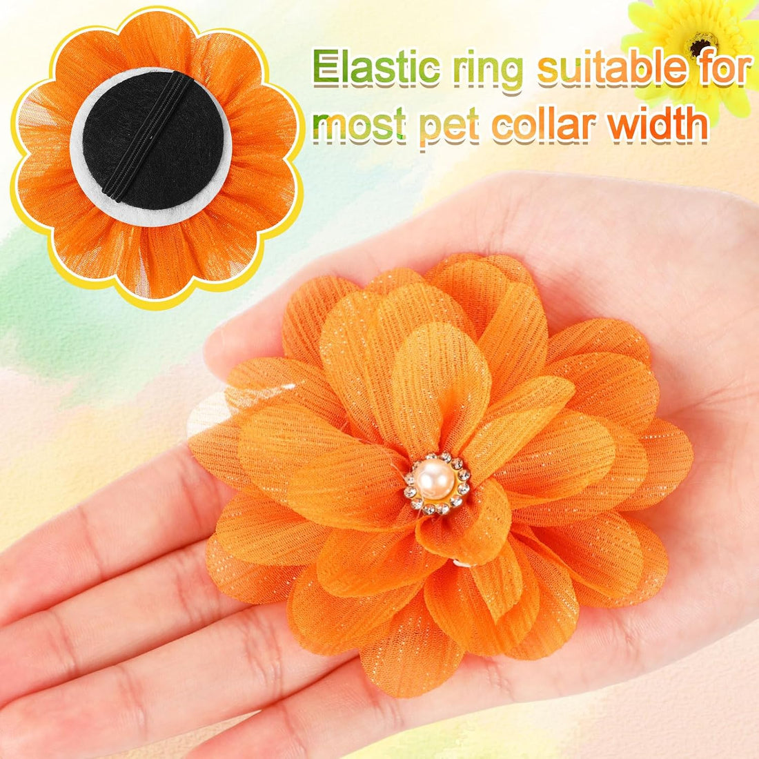 Hoteam 50 Pcs Dog Collar Flowers Bows Accessories