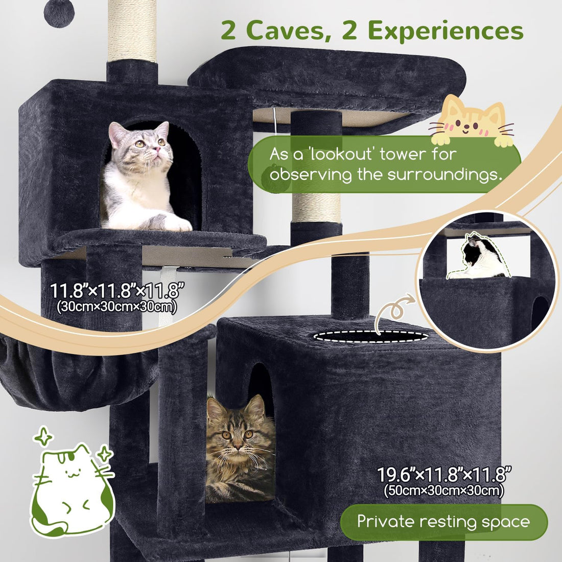 Globlazer Extra Tall Cat Tree Tower for Indoor Cats, 76in, F76