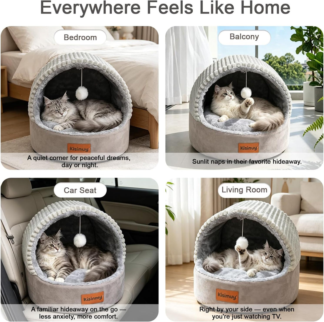 Cat Bed Cave with Pillow & Cat Toys, Cozy Cat Beds for Indoor Cats