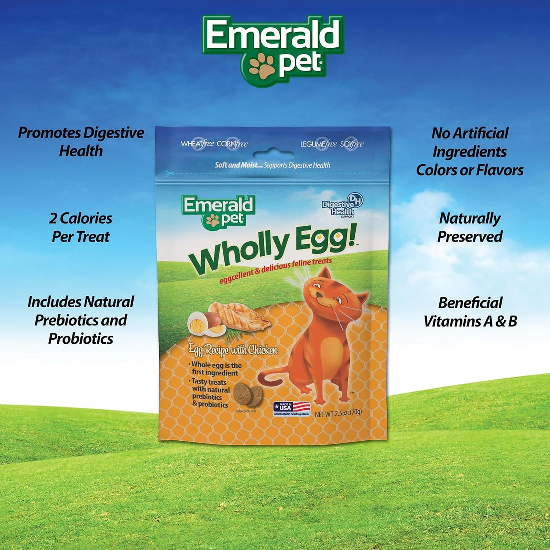 Emerald Pet Wholly Egg Cat Treats for Digestive Health