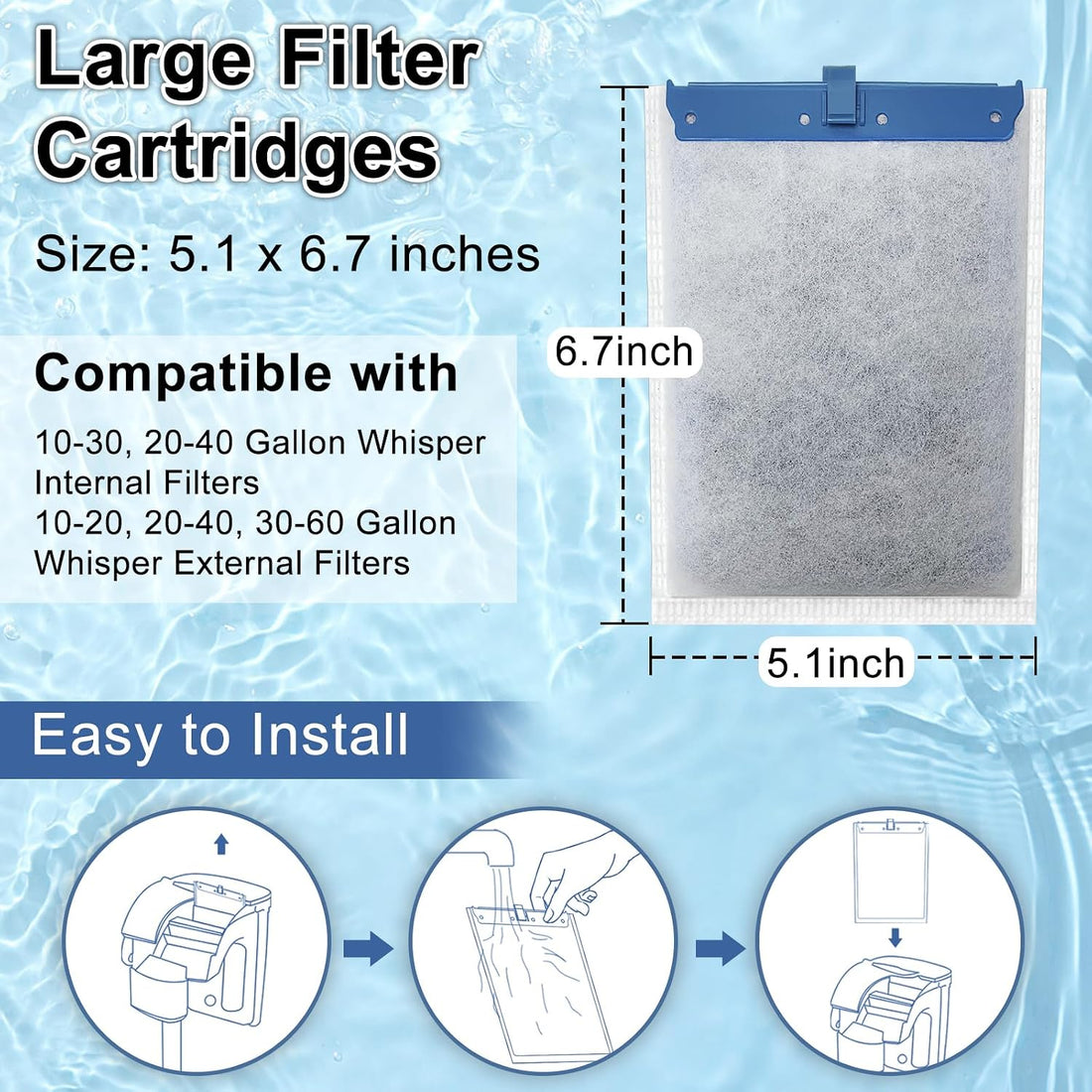 6 Pack Filter Cartridge Compatible with Whisper Bio-Bag Filters