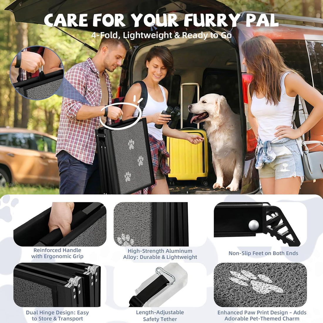 Dog Ramp for Car 63" Long & 17" Wide Portable Ramps for Large Dogs