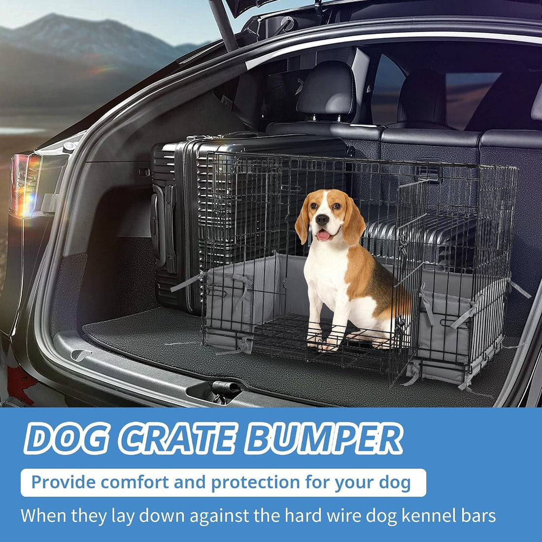 Hombys Dog Crate Bumper with Ties - Soft Crate Accessory
