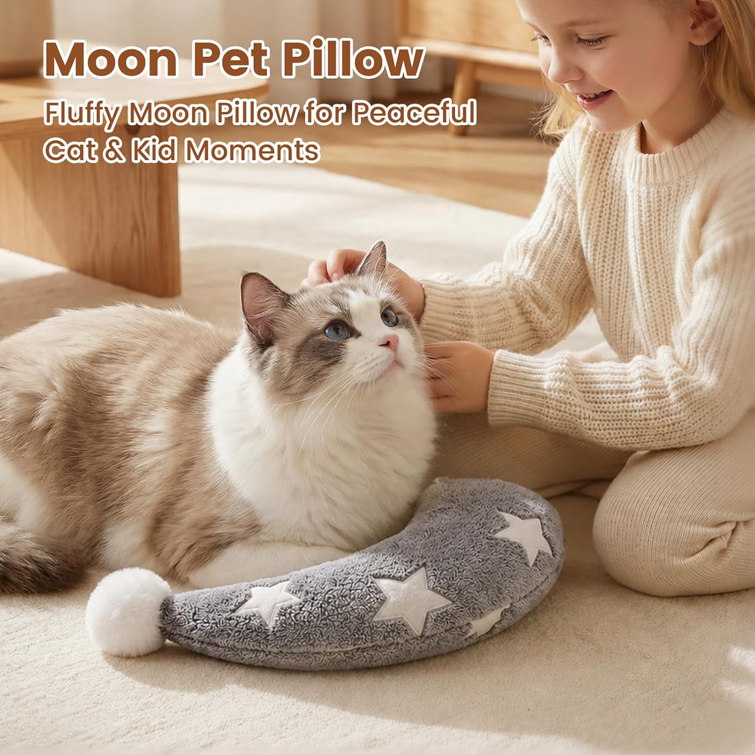 Moon-Shaped Calming Pillow for Cats Soft and Neck-Friendly Dog Pillows