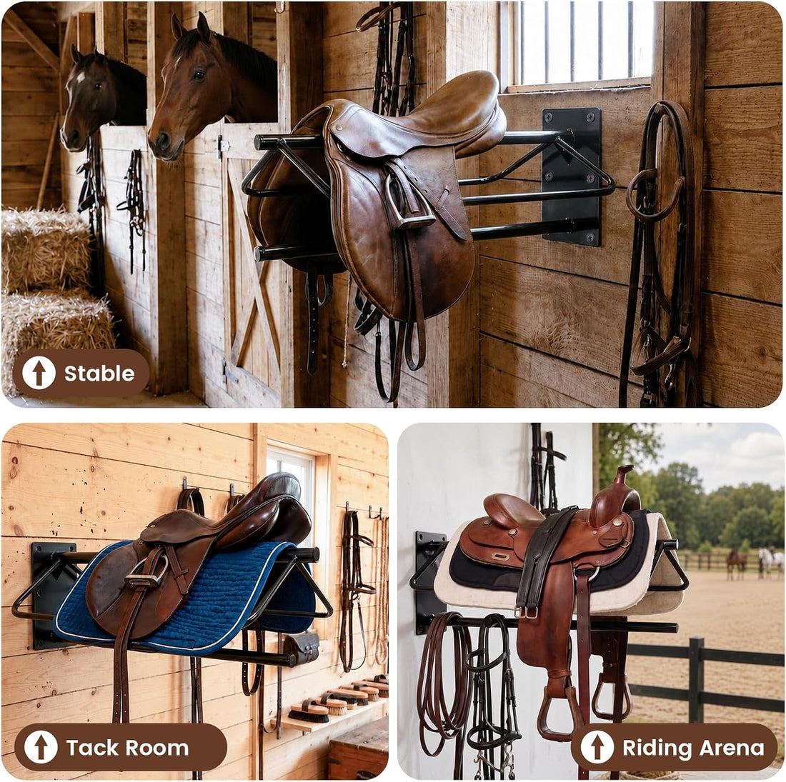 Saddle Rack Wall Mount for English&Western Saddles, 2PACK