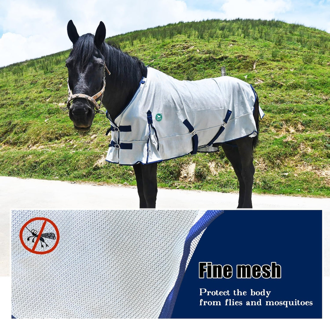 Horse Fly Sheet-Soft Mesh Summer Protection-Grey-66inch