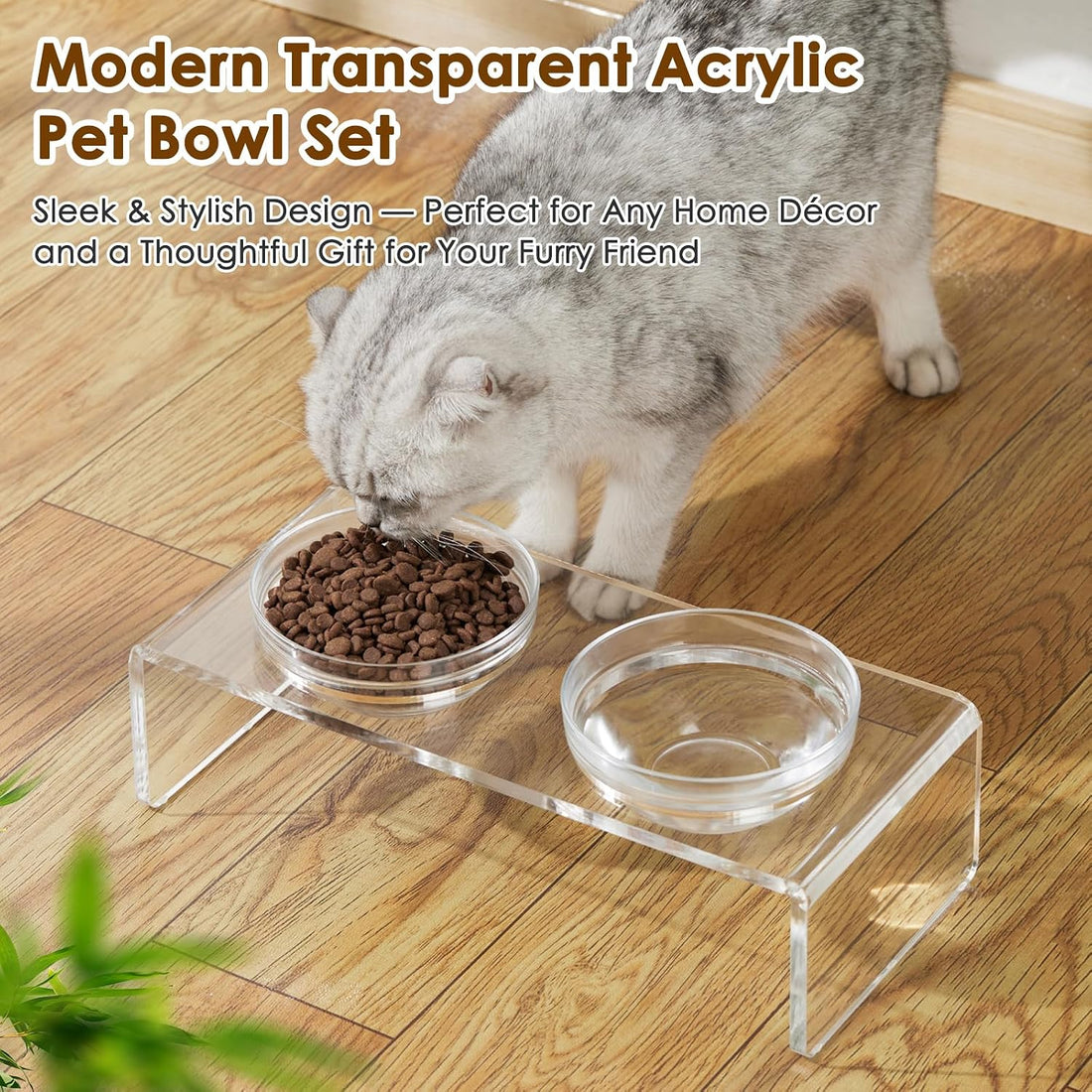 Feoyoho Elevated Acrylic Pet Bowl Stand